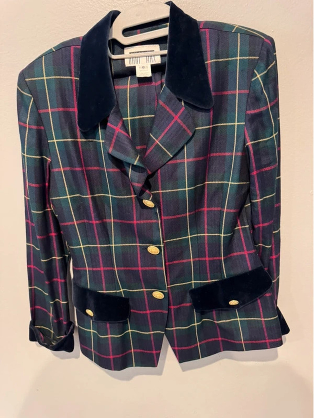 vintage Lois Snyder Dani Max plaid 2 piece skirt suit size 8 made in USA